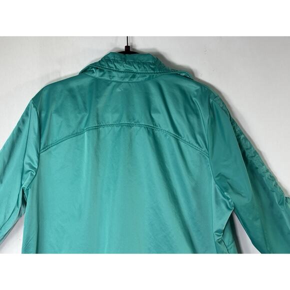 Chicos Collection Size XL (3) Teal Turquoise Full Zip Windbreaker Jacket Shiny - Picture 6 of 11